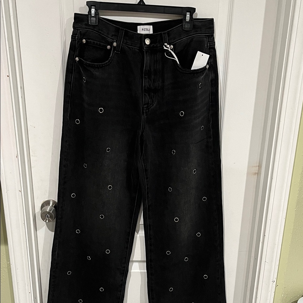 Pistola women’s Hendrix high-rise baggy jeans with  Eyelet Accents